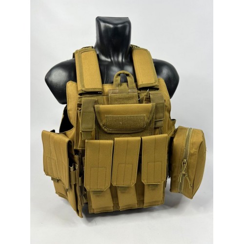 Тактический разгрузочный жилет «5 / пять карманов» с подсумками Tactical Molle Plate Carrier для съемных бронепластин в Архангельске
